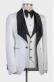 New Arrival White 3-Pieces Jacaquard Wedding Groom Suits with Black Shawl Lapel