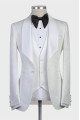 Best Fitted Bespoke Three-Pieces White Jacquard Shawl Lapel Wedding Tuxedo