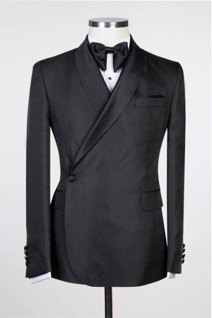 Best Fitted Simple Black Chic Shawl Lapel Men Suits for Wedding