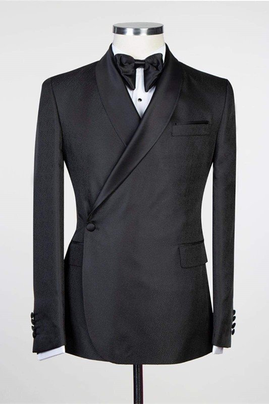 Best Fitted Simple Black Chic Shawl Lapel Men Suits for Wedding