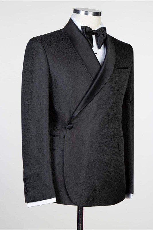 Best Fitted Simple Black Chic Shawl Lapel Men Suits for Wedding