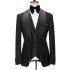 Latest Sparkly Black 3-Piece Shawl Lapel Bespoke Wedding Suit for Men