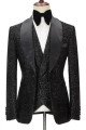 Latest Sparkly Black 3-Piece Shawl Lapel Bespoke Wedding Suit for Men