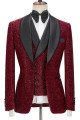 Latest Sparkle Red 3-Piece Wedding Suits with Black Shawl Lapel