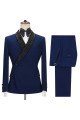 New Arrival Dark Navy Bespoke Best Fitted Men Suits with Black Lapel