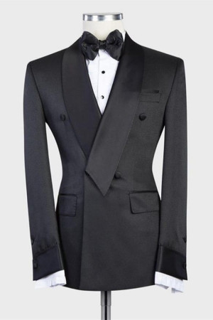 Isaias Fashion Black Double Breasted Shawl Lapel Wedding Men Suit Isaias Fashion Black Double Breasted Shawl Lapel Wedding Men Suit