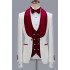 Nathanael White Jacquard 3-Piece Wedding Groom Men Suits with Velvet Lapel