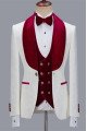 Nathanael White Jacquard 3-Piece Wedding Groom Men Suits with Velvet Lapel