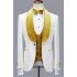 Cyrus 3-Piece Jacquard White Wedding Men Suit with Velvet Lapel