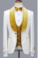 Cyrus 3-Piece Jacquard White Wedding Men Suit with Velvet Lapel