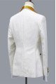 Cyrus 3-Piece Jacquard White Wedding Men Suit with Velvet Lapel