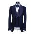 Skylar Dark Navy Shawl Lapel 3-Piece Best Fitted Wedding Suits for Men