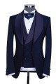 Skylar Dark Navy Shawl Lapel 3-Piece Best Fitted Wedding Suits for Men