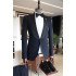 Stylish Dark Navy Chic Shawl Lapel One Button Wedding Men Suits