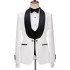 Newest White Jacquard 3-Piece Wedding Men Suits with Velvet Lapel