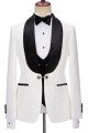 Newest White Jacquard 3-Piece Wedding Men Suits with Velvet Lapel