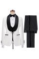 Newest White Jacquard 3-Piece Wedding Men Suits with Velvet Lapel