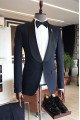 Fashion Shawl lapel 2-pieces Navy Blue Best Fitted One Button Wedding Men Suits
