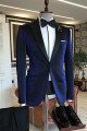 Baron Royal Blue Velvet Peaked Lapel Slim Fit Wedding Suits For Men