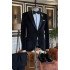 Fashion All Black Velvet 2 Pieces Peaked Lapel Wedding Suits For Men