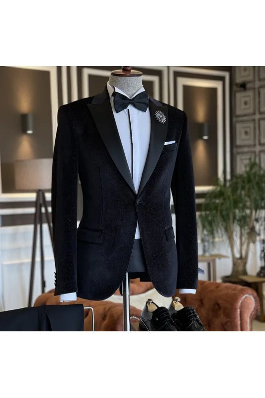 Luxury Dark Green Velvet Shawl Lapel Wedding Suits for Men