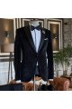 Fashion All Black Velvet 2 Pieces Peaked Lapel Wedding Suits For Men