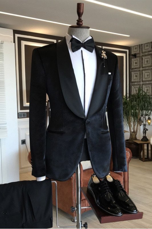 Herman New Arrival Handsome Velvet Shawl Lapel Best Fitted Wedding Tuxedox