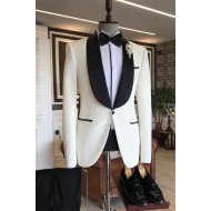 Michael Chic White Shawl Lapel Wedding Suit For Grooms Michael Chic White Shawl Lapel Wedding Suit For Grooms