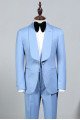 Rock Fashion Sky Blue Bespoke Slim Fit Wedding Suit For Grooms