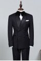 Newest Classic All Black Double Breasted Bespoke Wedding Suit For Grooms