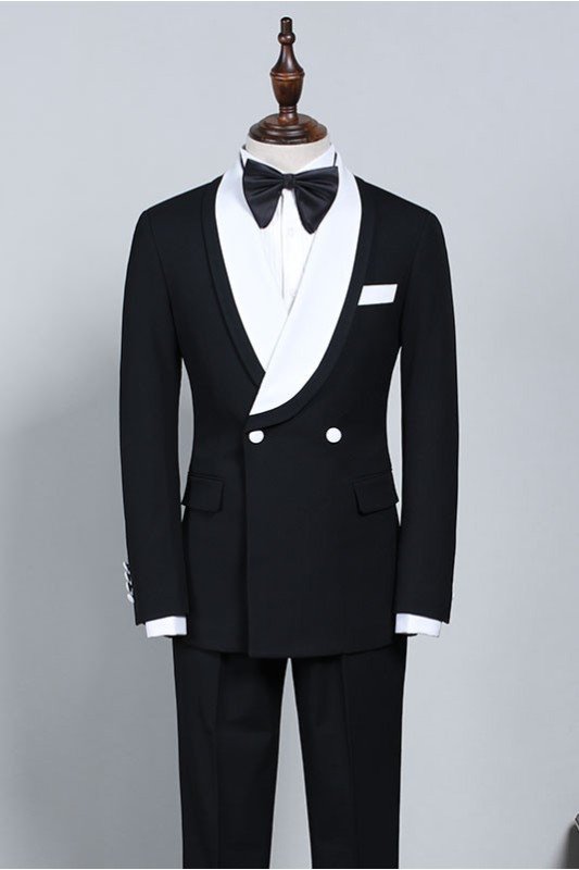 Clement New Black And White Best Fitted Bespoke Wedding Suit For Grooms