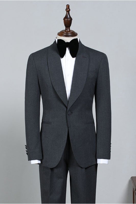 Nelson All Black One Button Best Fitted Wedding Suit For Grooms