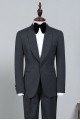 Nelson All Black One Button Best Fitted Wedding Suit For Grooms