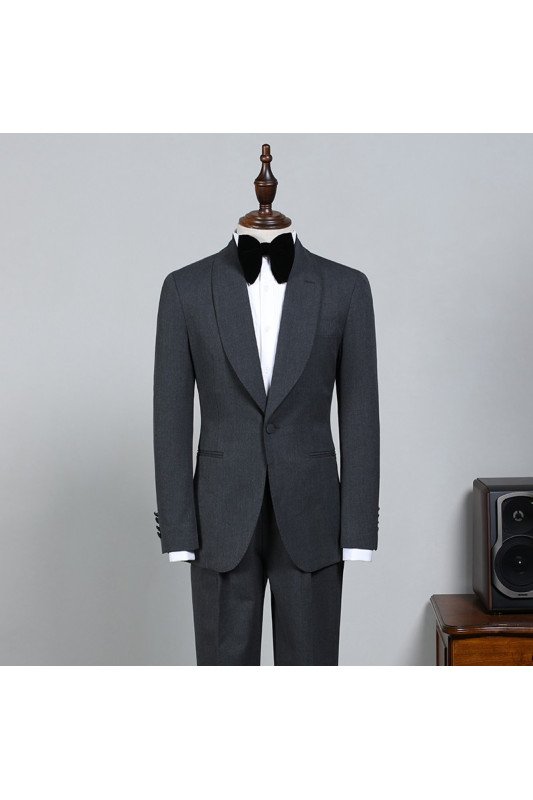 Nelson All Black One Button Best Fitted Wedding Suit For Grooms