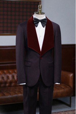 Alexander Modern Burgundy 2 Pieces With Velvet Lapel Wedding Suit for Men Alexander Modern Burgundy 2 Pieces With Velvet Lapel Wedding Suit for Men