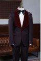 Alexander Modern Burgundy 2 Pieces With Velvet Lapel Wedding Suit for Men