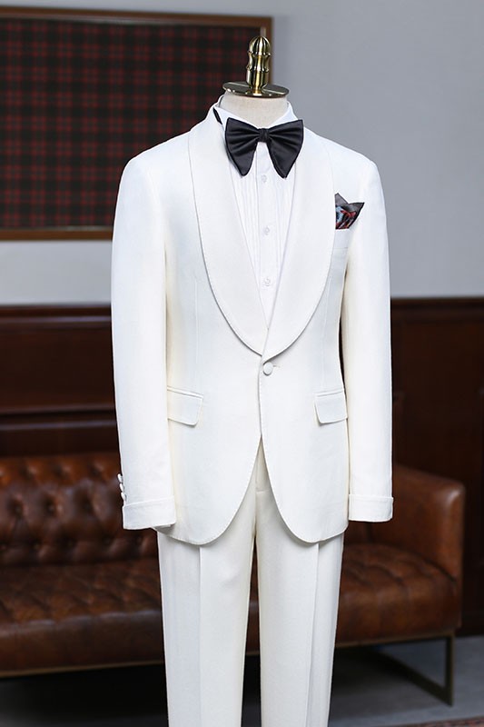Alva Unique White 2 Pieces Best Fitted Custom Wedding Suit For Grooms