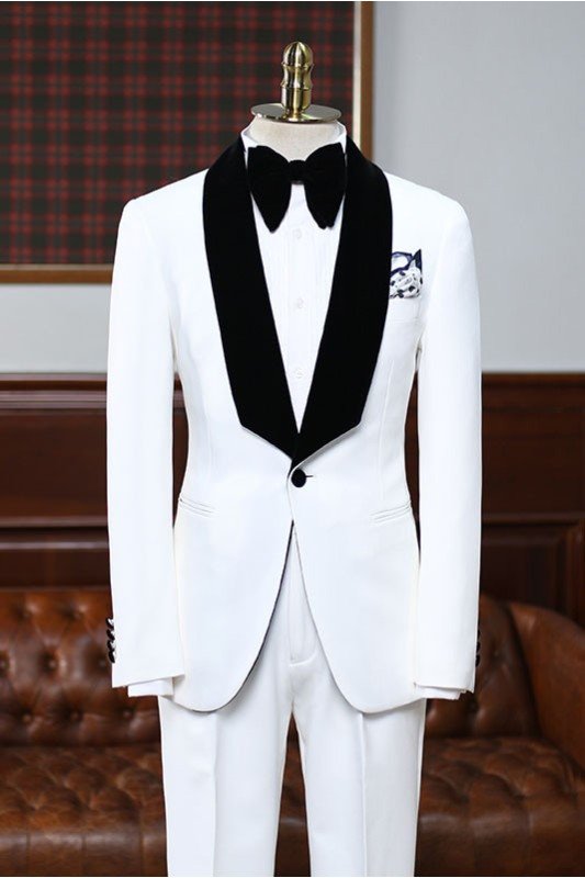 Aries Latest White Best Fitted Bespoke Wedding Suit For Grooms