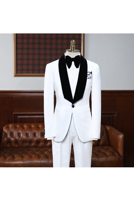 Aries Latest White Best Fitted Bespoke Wedding Suit For Grooms