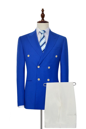 Fashion Royal Blue Double Breasted Leisure Mens Suits Fashion Royal Blue Double Breasted Leisure Mens Suits