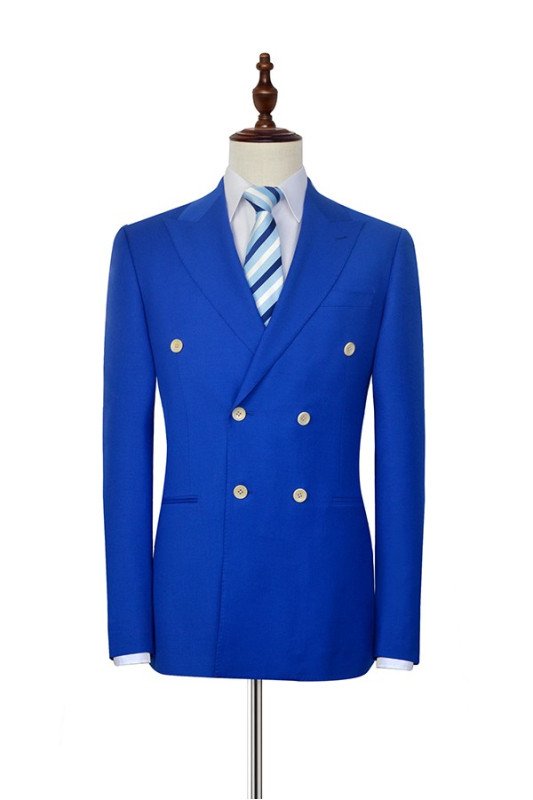 Fashion Royal Blue Double Breasted Leisure Mens Suits