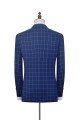 Stylish Flap Pocket Peak Lapel Grey Checked Navy Blue Mens Suits