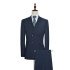 Dark Navy Peak Lapel Double Breasted Business Mens Suits for Formal with Three Piece