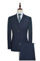 Dark Navy Peak Lapel Double Breasted Business Mens Suits for Formal with Three Piece