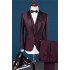 Burgundy Best Fitted Shawl Lapel Groomsmen Suit | Chic Black Trim Business Suits