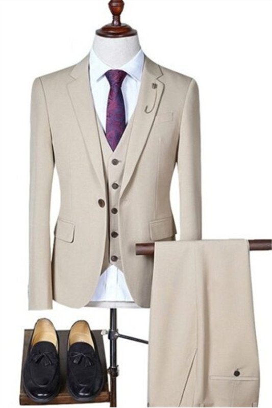 Light Champagne  Casual Best Fitted Three Pieces Business Suit Men