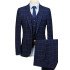 Navy Blue Three Pieces Plaid Mens Suits | Best Fitted Notched Lapel Tuxedos