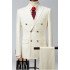 Beige Stylish Double Breast Tuxedo | Formal Stripe Business Men Suits Two Pieces