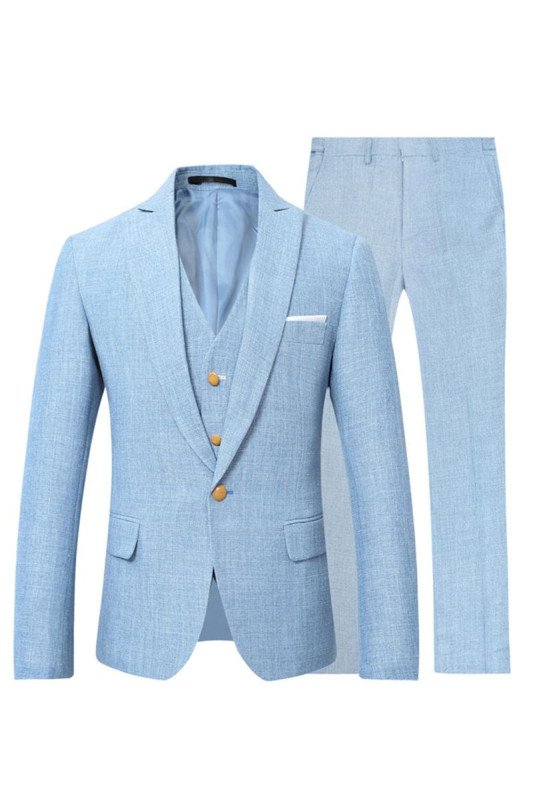 Sky Blue New Men Suit with Three Pieces | Bespoke Formal Business Suits for Men Tuxedo