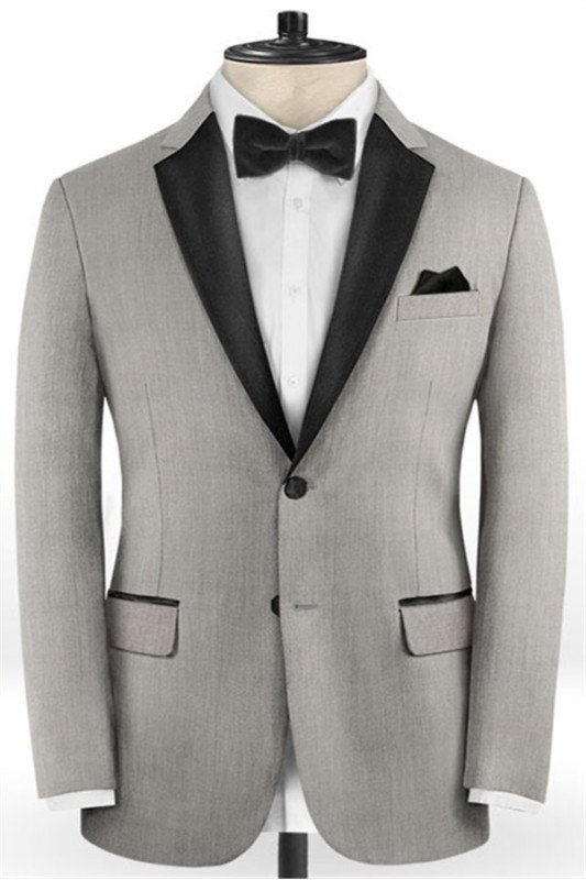 Stylish Silver Two Pieces Business Men Suits | Bespoke Prom Outfit Tuxedo